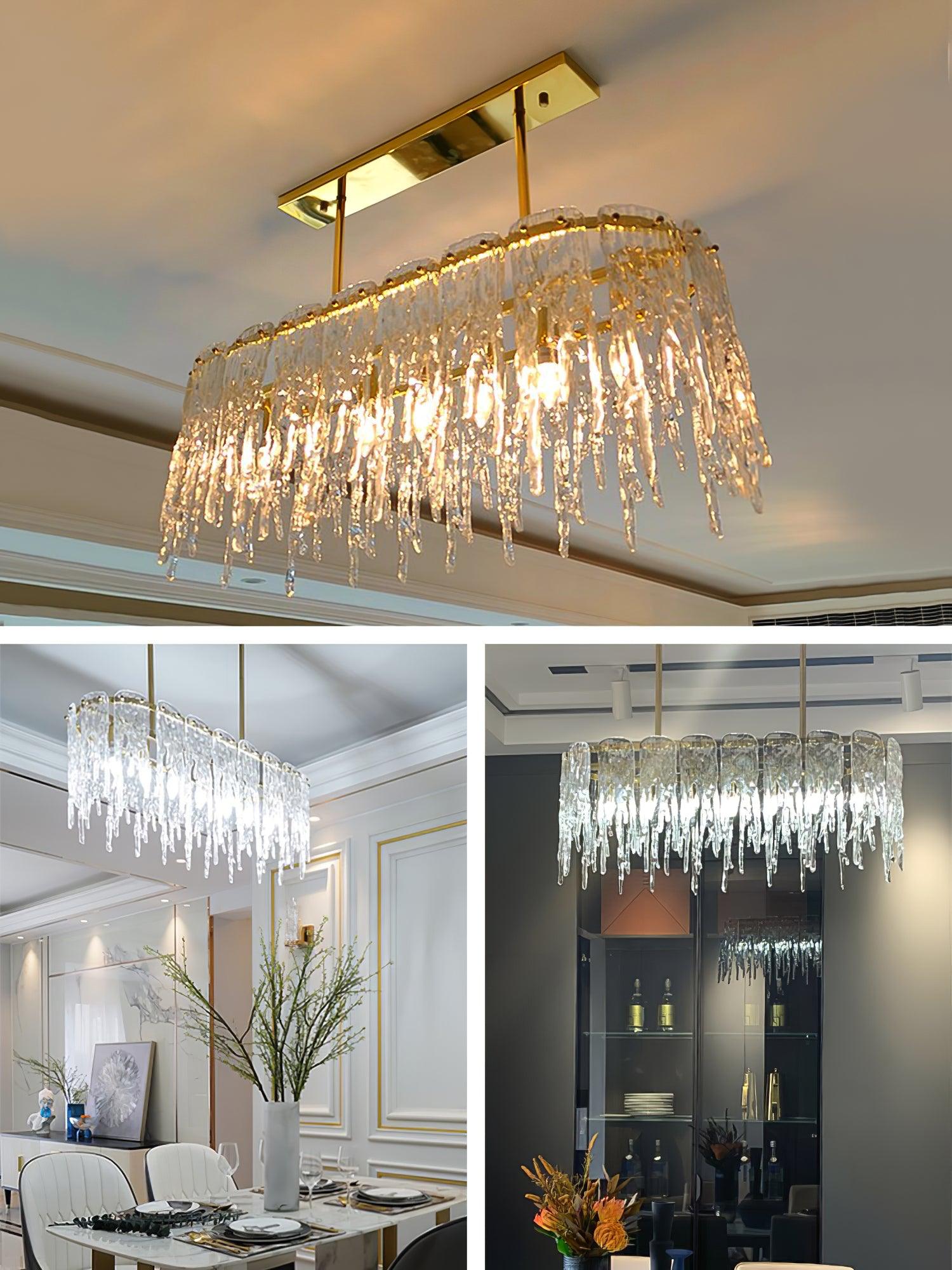 Rectangular Icicle Glass Chandelier