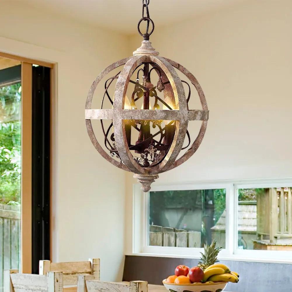 Retro Globe Weathered Chandelier