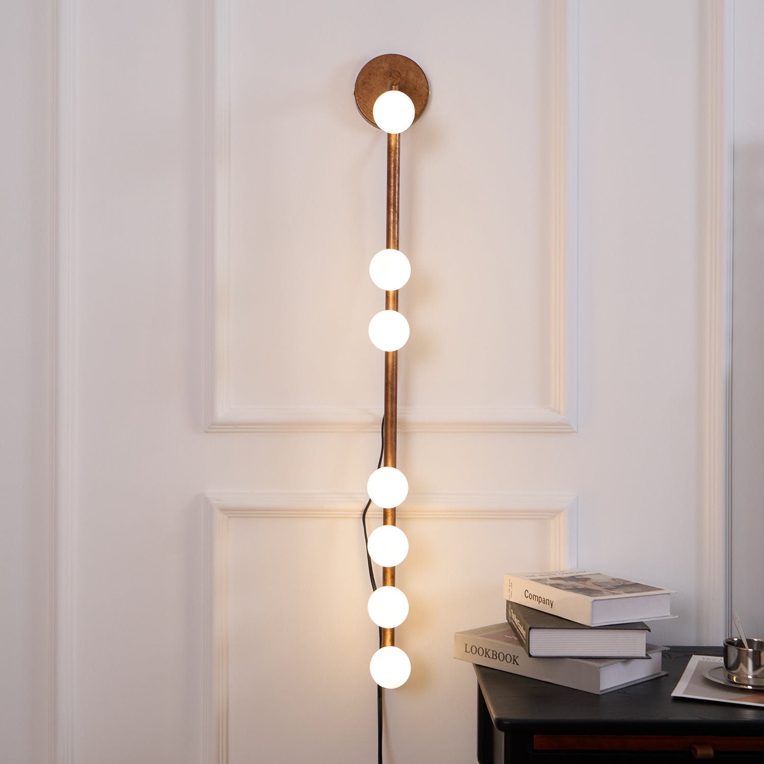 Brass Glass Tube Plug-in Wall Lamp