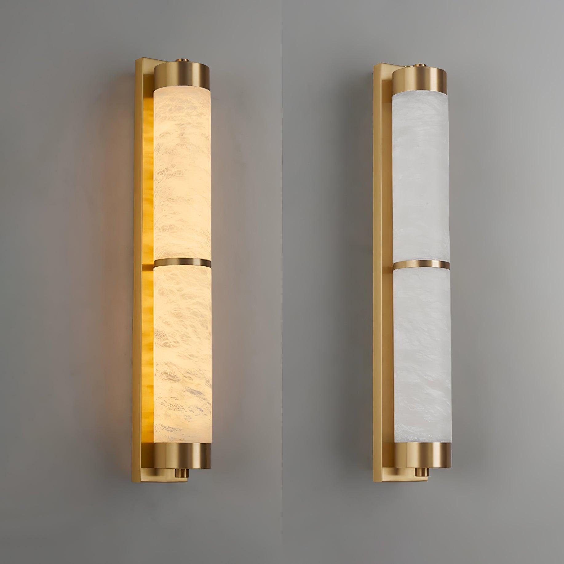 Cylindra Alabaster Brass Wall Light