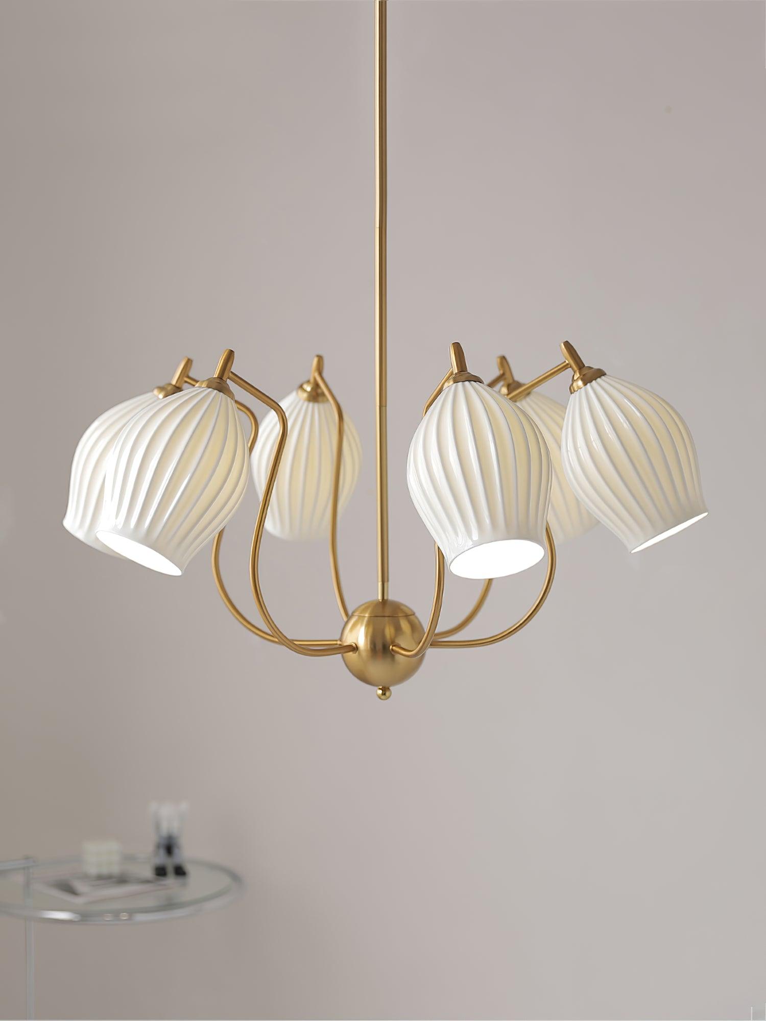 Ceramic Ribbed Chandelier