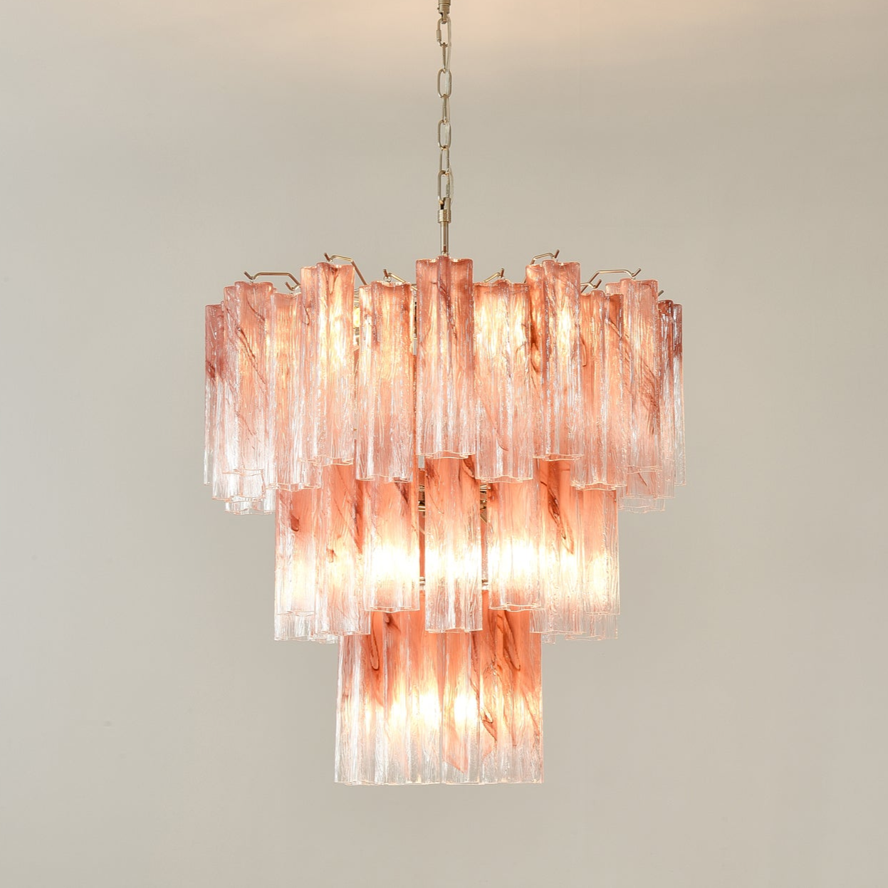 Pink Glass Tubes Chandelier