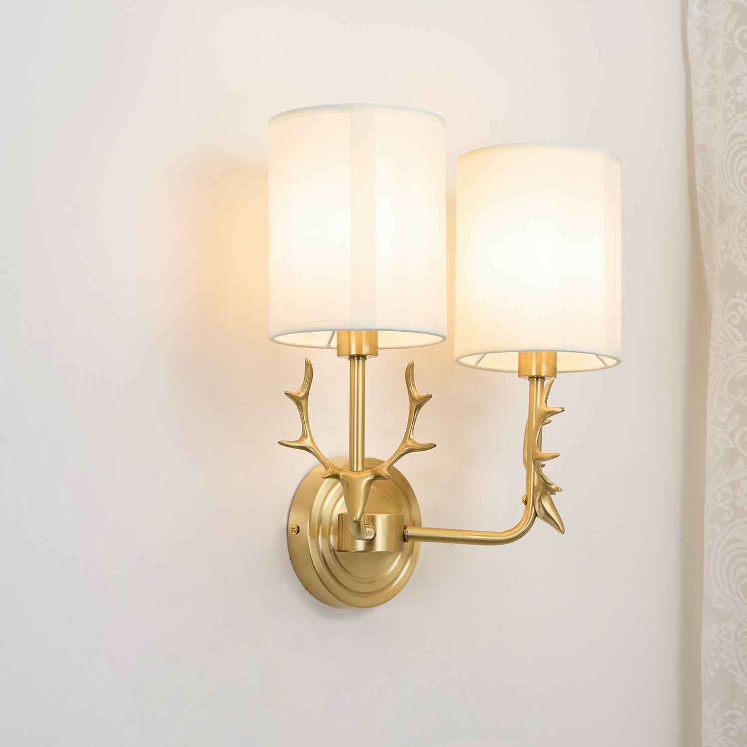 Brass Deer Head Wall Light