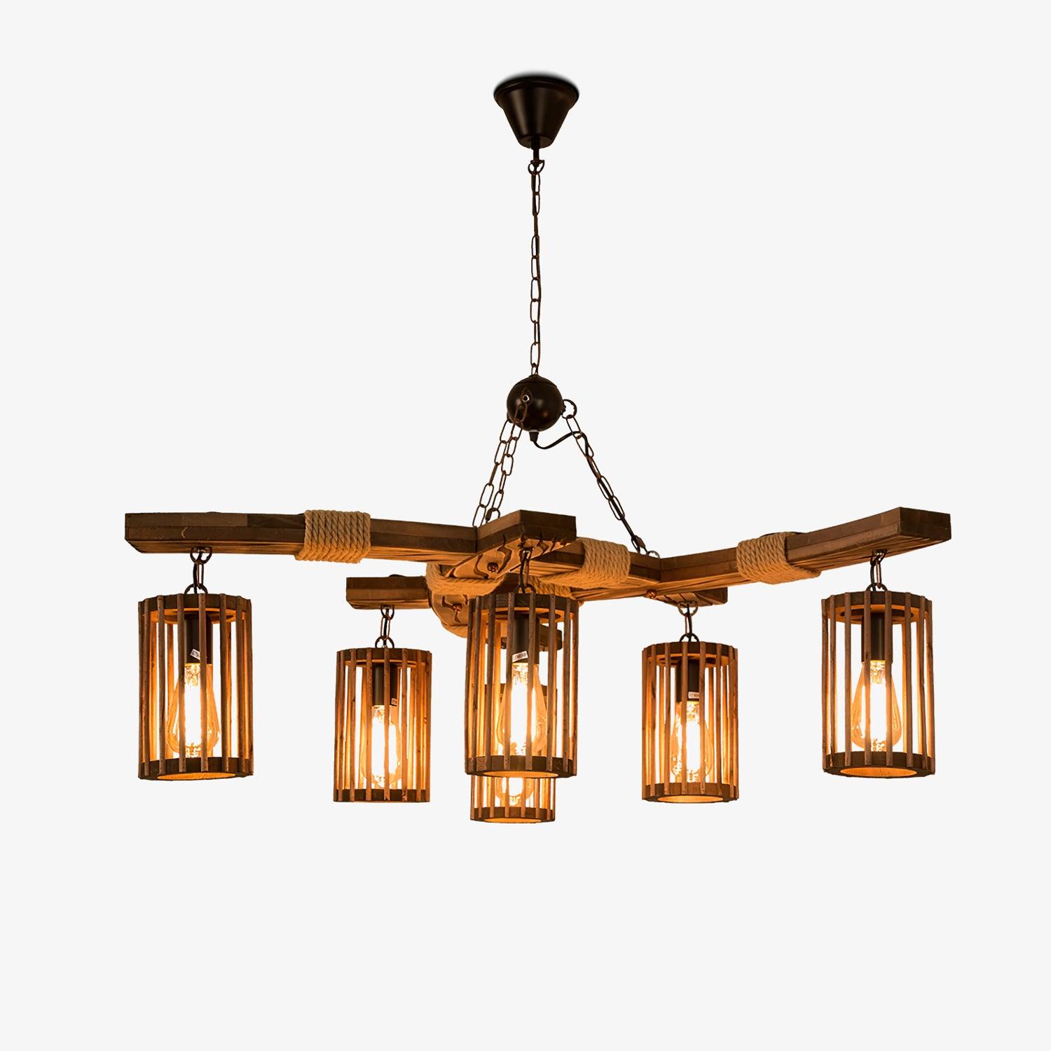 Retro Solid Wood Chandelier