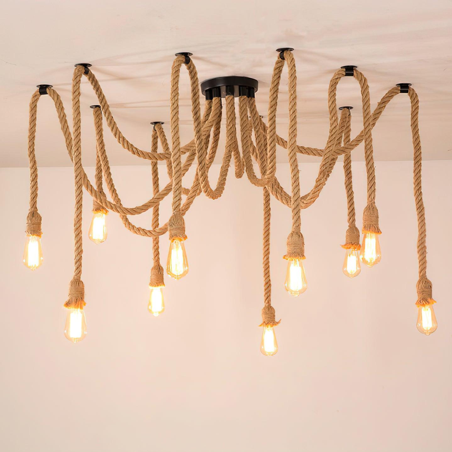 Hemp Rope Scattered Flower Chandelier