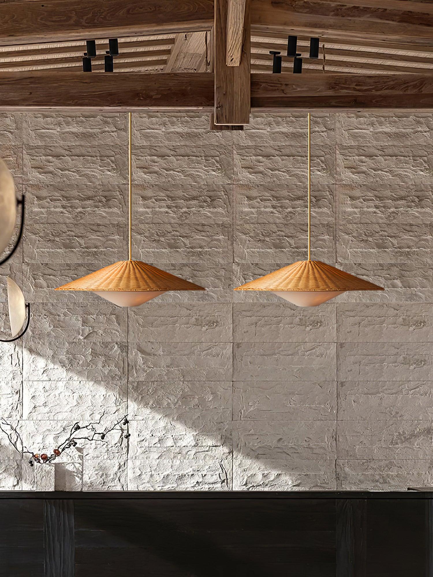 Rattan Hat Pendant Light